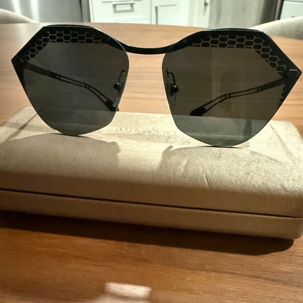 BVLGARI Black Hexagonal Sunglasses